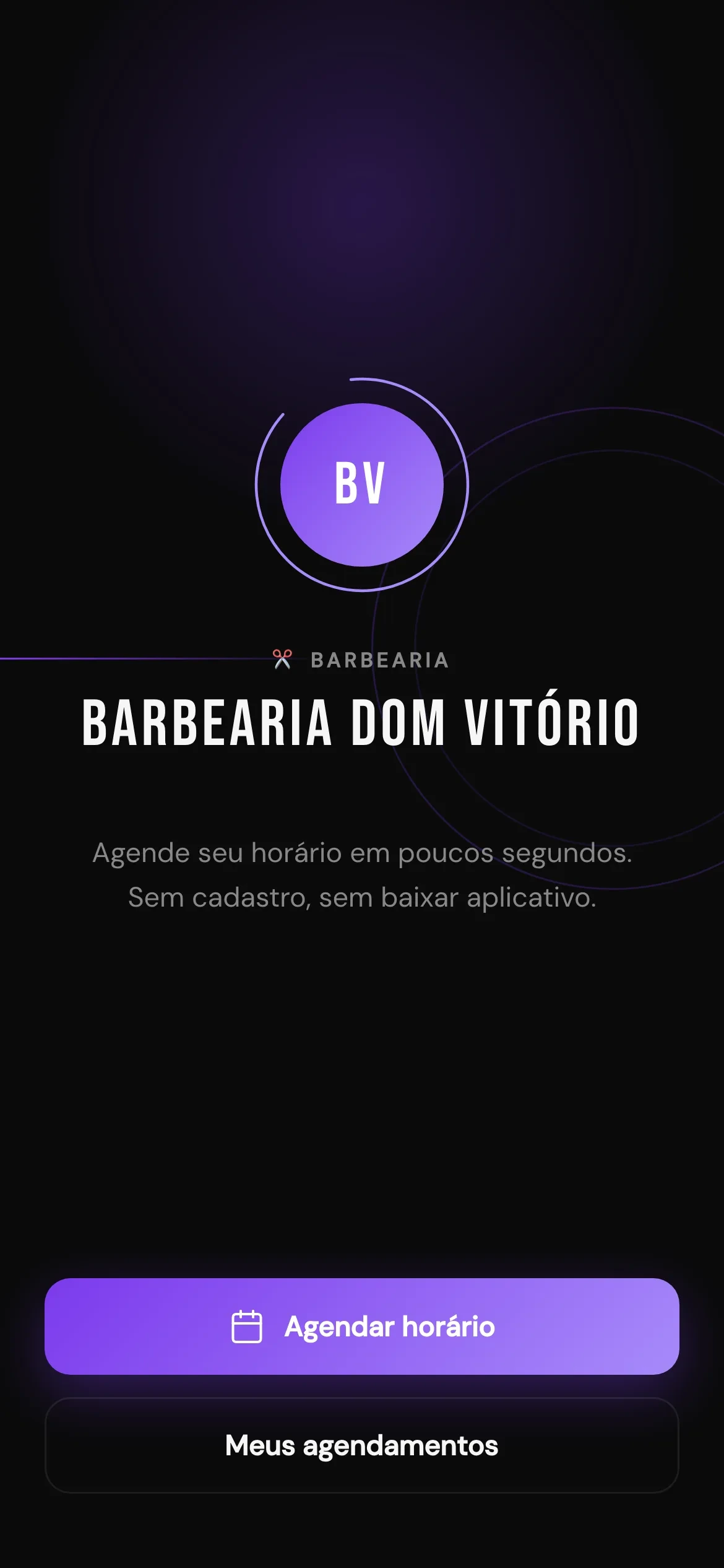 Vitrine pública de uma barbearia no celular